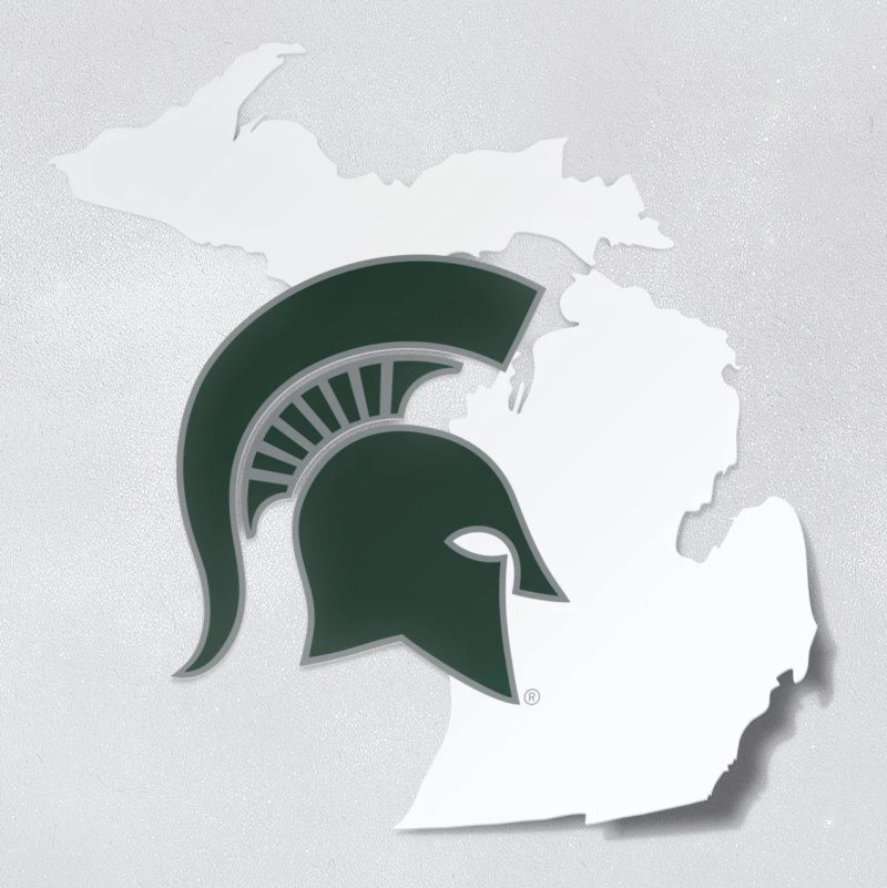 Spartan Helmet on Michigan State Decal Nudge Printing Mock Up On Concrete